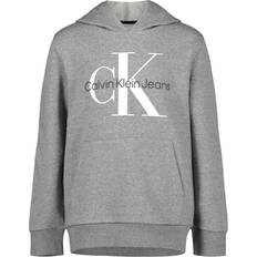 Calvin Klein Boy's Pullover Fleece Hoodie - Grey Heather/White