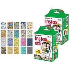 Analogue Cameras Fujifilm instax mini Instant Film (40 Exposures) 20 Sticker Frames for Fuji Instax Prints Travel Package