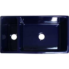 Drainboard Sinks Whitehaus Collection WHQDB542 36" Quatro Alcove Double Basin