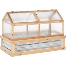 Mini wooden greenhouse OutSunny Raised Garden Bed Kit with Greenhouse Wood Polycarbonate