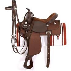 Tough-1 Equestrian Tough-1 King Basic Synthetic Trail Saddle Package 19in Bro
