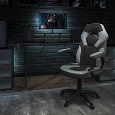 Leather Gaming Chairs Flash Furniture 52W Gaming Desk and Gray/Black Racing Chair Set, Black (BLNX10RSG1031GY) Quill Black