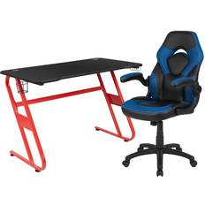 Blue Gaming Chairs Flash Furniture BLN-X10RSG1030-BL-GG Red Gaming Desk and Chair