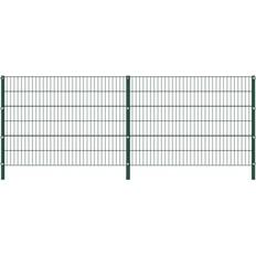 vidaXL Stängselpanel med stolpar järn 3,4x1,2 m grön