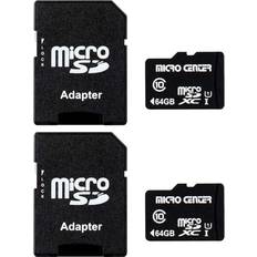 Micro center Inland Micro Center 64GB Class 10 Micro SDXC Flash Memory Card with Adapter (2 Pack)