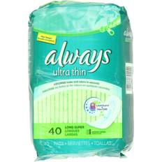 Always Menstrual Pads Always Ultra Thin Pads, Long Super with Wings Unscented 12-pack