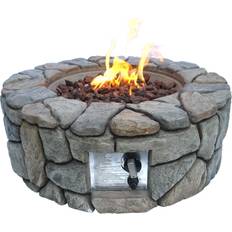 Outdoor gas firepit Garden & Outdoor Environment Teamson Home Round Stone Propane Gas Fire Pit Ø28"