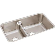 Stainless Steel Kitchen Sinks Elkay Gourmet 32 1/8" Double Bowl Undermount