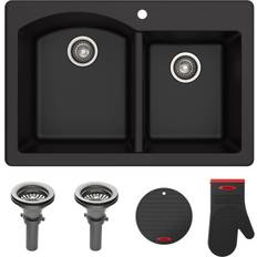 Kitchen Sinks Kraus Forteza™ 33" L W Double Basin Drop-In Kitchen Sink with Basket Strainer