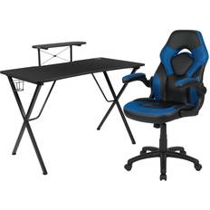 Blue Gaming Chairs Flash Furniture BLN-X10RSG1031-BL-GG Black Gaming Desk and Chair
