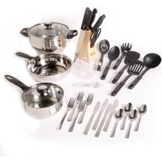 Cookware Gibson Home Total Kitchen Lybra Cookware Set with lid 32 Parts