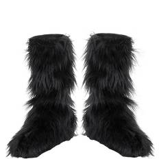 Body Protection Disguise Kids Furry Black Boot Covers Black One-Size