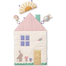 Itzy Ritzy Tummy Time Play Mat, Includes Sun-Shaped Bolster, Mirror & Crinkle Sound Toy, Pastel Cottage