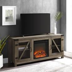 Fireplaces Walker Edison Gray and Black Fireplace Console