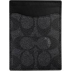 Gray Wallets & Key Holders Coach Money Clip Card Case In Signature Canvas - Charcoal
