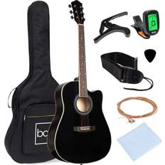 Best Choice Products 41in Full Size Beginner Acoustic Guitar Set with Case Strap Capo Strings Tuner Black