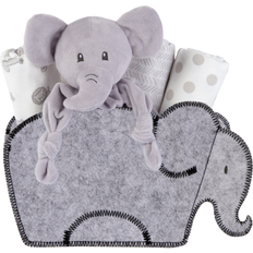 Trend Lab My Tiny Moments Welcome Baby Elephant-Shaped 5-Piece Gift Set GRAY