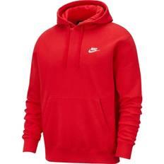 Nike Men Sweaters Nike Club Fleece Pullover Hoodie - University Red/White