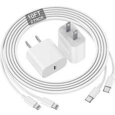 iPhone Fast Charger 20W with 10ft Cable Compatible 2-pack