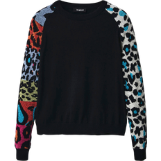 Desigual Women's animal print sweater with sleeves, Black