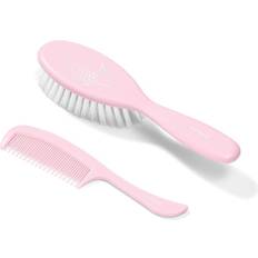 BabyOno Take Care Hairbrush and Comb II Set for Children from Birth Pink