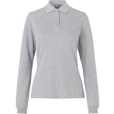 ID Women Long Sleeved Polo Shirt - Grey Melange