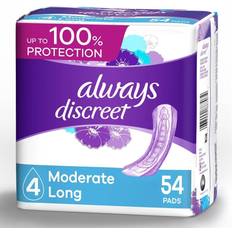 Intimate Hygiene & Menstrual Protections Always Discreet Moderate Long 54-pack
