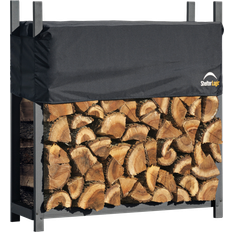 Cast Iron Fireplaces ShelterLogic Ultimate Firewood Rack with Cover 4' Black