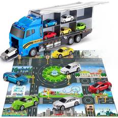 Temi Transport Cars Carrier Set Truck with Play Mat