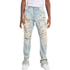 Smoke Rise Stacked Jeans with Zipper Detail - Brisbane Blue