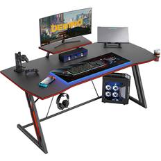 Desino Z Shaped Computer Gaming Desk- Black/Red