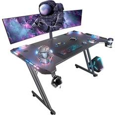 Gaming Desks HLONONE ZZ Legs Rectangular Ergonomic LED Gaming Desk - Black