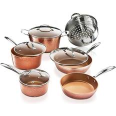 Gotham Steel Cookware Gotham Steel Hammered Copper Stick Cookware Set with lid