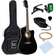 Acoustic Guitars Best Choice Products Full Size Beginner Acoustic Guitar Set with Case, Strap, Capo - 41in