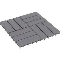 Gray Outdoor Flooring vidaXL Decking Tiles 10 pcs Grey Wash 30x30 cm Solid Acacia Wood