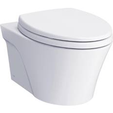 Silver Water Toilets Toto AP 2-Piece 0.9/1.28 GPF Dual Flush Wall-Hung Elongated Toilet and In-Wall Tank in Cotton White, SoftClose Seat Included
