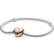 Pandora Armbånd Pandora Moments Heart Clasp Snake Chain Bracelet - Rose Gold/Silver