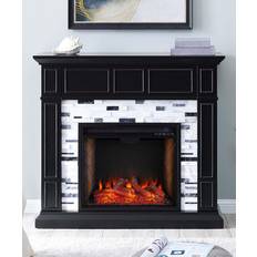 Southern Enterprises Drovling Alexa-Enabled Marble Electric Fireplace In Black Black