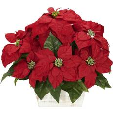 Nearly Natural Seeds Nearly Natural 16.5in. H Red Poinsettia Wash Planter