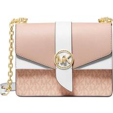 Michael Kors Greenwich Small Color Block Logo and Saffiano Leather Crossbody Bag - Ballet Multi