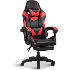 Yssoa Backrest and Seat Height Adjustable Swivel Gaming Chair - Black/Red