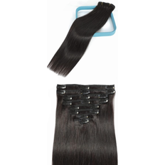 Lorien Brazilian Remy Clip in Hair Extensions 18 inch 1B Natural Black 8-pack