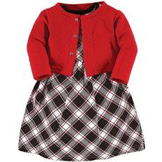 Red Cardigans Children's Clothing Hudson Baby Quilted Cardigan & Dress Set Plaid/red Black/red