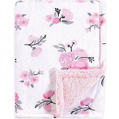 Hudson Baby Infant Girl Plush Blanket with Sherpa Back Pink Floral One Size