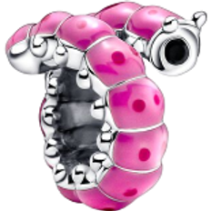 Pandora Charms & Anhänger Pandora Cute Curled Caterpillar Charm - Silver/Pink/Black