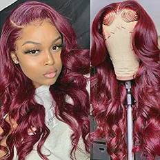 Xuancaihui 13x4 Lace Front Wig 99j Burgundy 20 inch