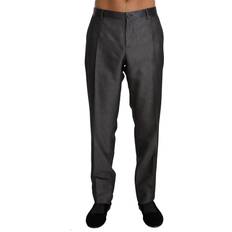 Silk Pants & Shorts Dolce & Gabbana Gray Wool Silk Patterned Formal Trousers