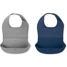 OXO Pacifiers & Teething Toys OXO TOT Gray Navy Roll Up Bib (2 Pack)