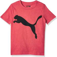 Puma Boy's Triple Logo Print T-shirt - High Risk Red Heather