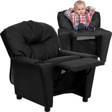 Flash Furniture Sitting Furniture Flash Furniture Contemporary Black Leather Kids Recliner with Cup Holder BT-7950-KID-BK-LEA-GG In Stock